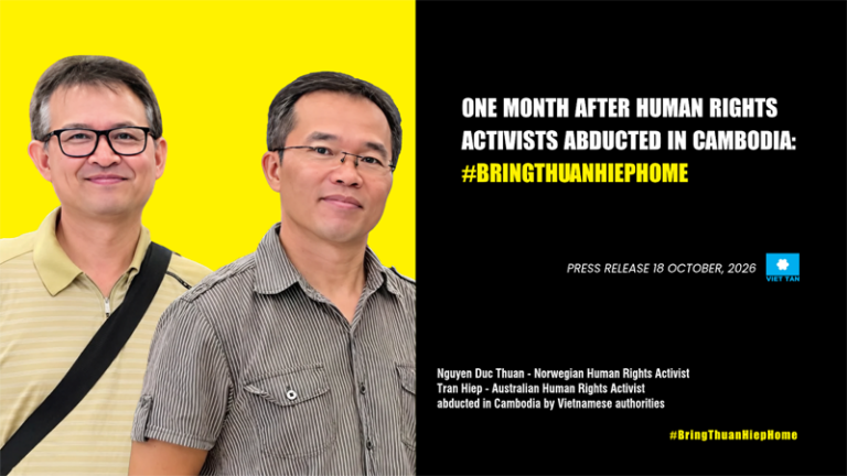 One Month After Human Rights Activists Abducted in Cambodia: #BringThuanHiepHome