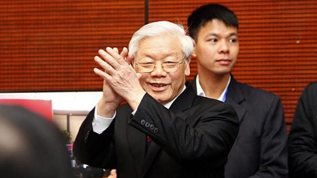 Ông Nguyễn Phú Trọng khi tái đắc cử ngôi vị tổng bí thư tại đại hội 12 đảng CSVN tháng 1/2016.