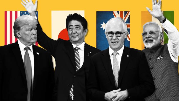 Tổng thống Mỹ Donald Trump, Thủ tướng Nhật Bản Shinzo Abe, Thủ tướng Australia Malcolm Turnbull và Thủ tướng Ấn Độ Narendra Modi. Ảnh: AFP/Getty