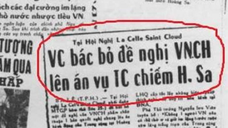 Cộng sản Bắc Việt bác bỏ đề nghị lên án Trung cộng cưỡng chiếm Hoàng Sa của phía Nam Việt Nam. Ảnh: Internet 