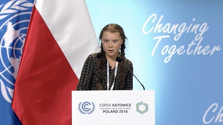 Greta Thunberg tại Hội nghị Liên Hiệp Quốc về Biến đổi Khí hậu vào tháng 12 năm 2018. Ảnh: Internet