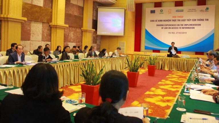 Buổi hội thảo “Chia sẻ kinh nghiệm thực hiện Luật Tiếp cận thông tin” tại Hà Nội hôm 27/3/2019, Ảnh: FB Tôi Biết