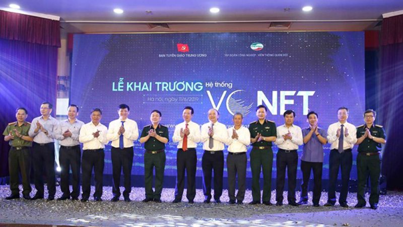 Ban Tuyên Giáo Trung Ương Đảng CSVN tổ chức lễ khai trương hệ thống thông tin tuyên giáo trên mạng internet có tên VCNET hôm 11 tháng Sáu, 2019. Ảnh: Internet