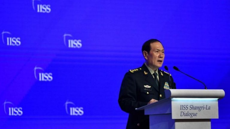Bộ Trưởng Quốc Phòng Trung Quốc Ngụy Phương Hòa tại Đối thoại Shangri-La 2019. Ảnh: The Straits Times
