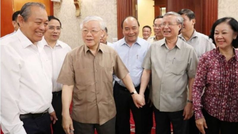 Ông Nguyễn Phú Trọng tái xuất hiện ngày 21 tháng Sáu, 2019. Screenshot từ VnExpress