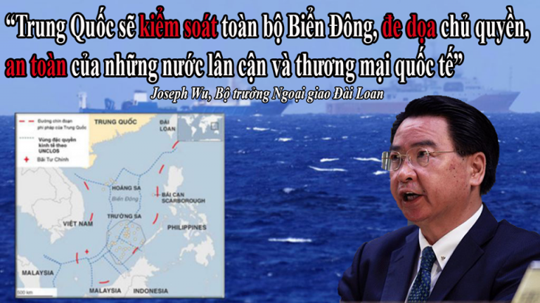 Ngoại Trưởng Đài Loan Joseph Wu thúc giục các nước ngăn chặn Trung Cộng bành trướng bá quyền ở Biển Đông. Ảnh: FB Việt Tân