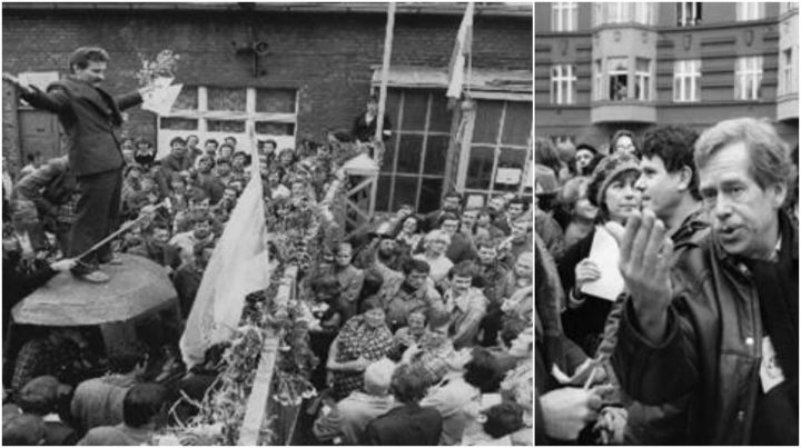 Ảnh trái: Lech Walesa đã lãnh đạo cuộc đình công của hơn 20.000 công nhân thuộc xưởng đóng tàu Lênin tại thành phố Gdańsk để đòi hỏi quyền thành lập Công Đoàn Độc Lập; và phải: Kịch tác gia Vaclav Havel là linh hồn của Nhóm Hiến Chương 77 và cũng là người lãnh đạo Diễn Đàn Dân sự năm 1989, để khởi động phong trào bất tuân dân sự tại Tiệp Khắc. Nguồn ảnh: Krzysztof Korczyński/Ze Zbiorów & hedailybeast.com; viettan.org edit