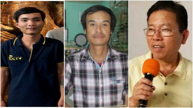 Từ trái: Các anh Trần Văn Quyền, Nguyễn Văn Viễn và ông Châu Văn Khảm bị nhà cầm quyền cáo buộc "khủng bố" trong phiên tòa dàn dựng vào ngày 11/11/2019 tới đây.