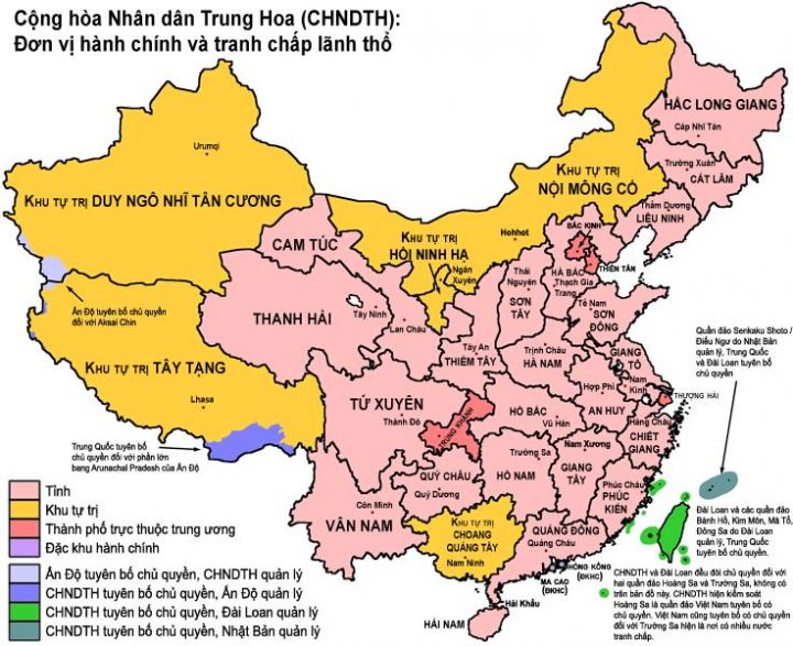 5 khu tự trị hiện nay của nước CHND Trung Hoa. Ảnh: FB Dương Hoài Linh