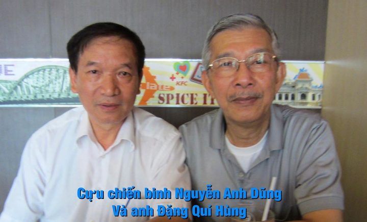 Anh Đặng Quí Hùng (phải) cùng cựu chiến binh Nguyễn Anh Dũng. Ảnh: Tư liệu của Việt Tân