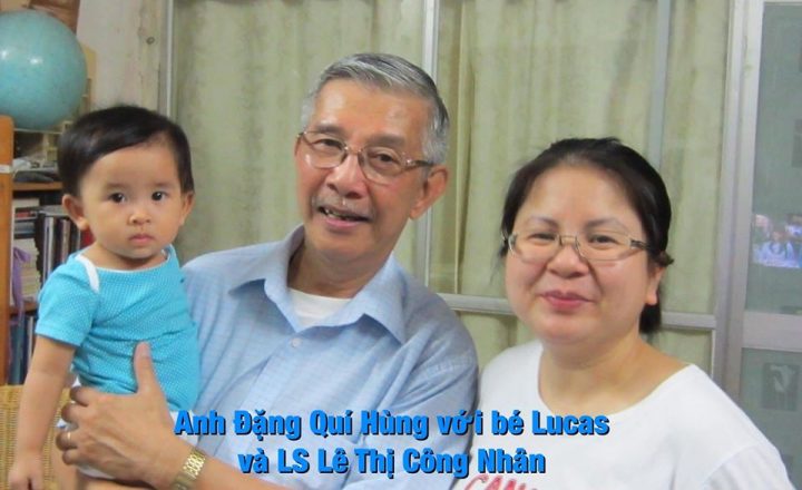 Anh Đặng Quí Hùng cùng bé Lucas và LS Lê Thị Công Nhân. Ảnh: Tư liệu của Việt Tân