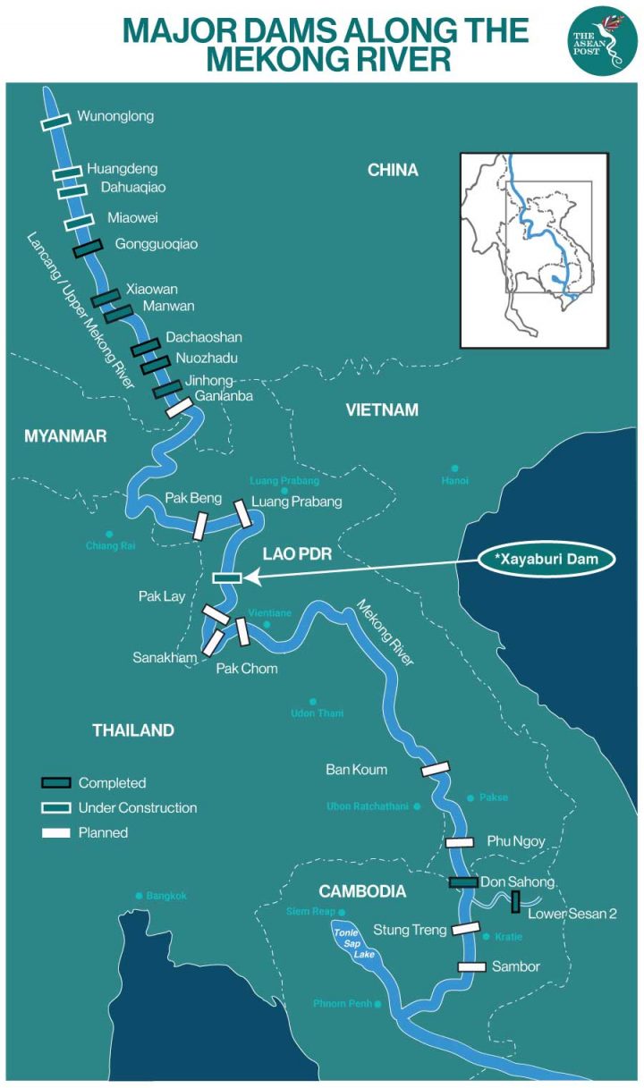 Các con đập lớn trên dòng sông Mekong. Ảnh: International Rivers