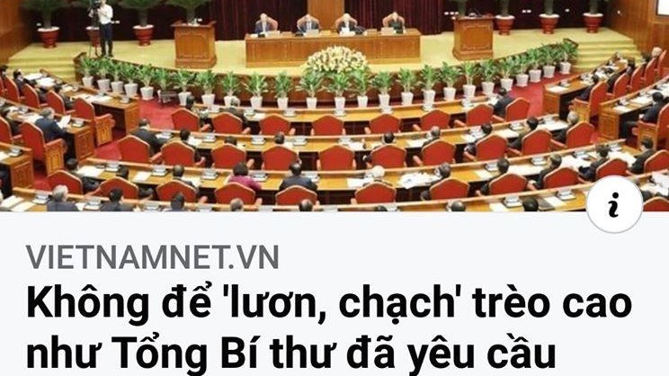Báo chí trong nước chạy tít câu nói của TBT Nguyễn Phú Trọng. Ảnh chụp báo mạng vietnamnet