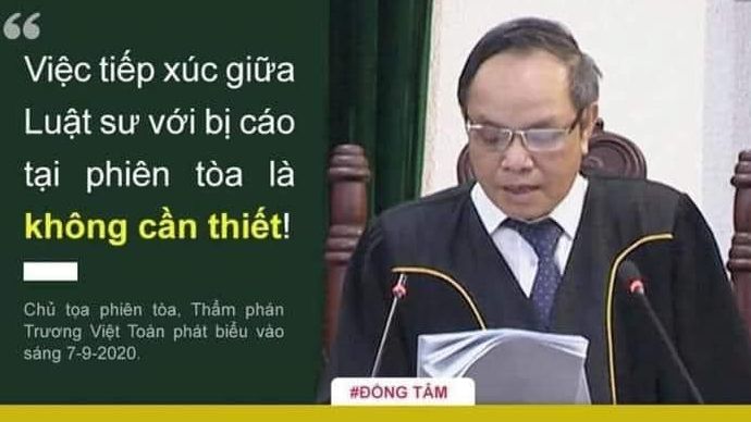 Thẩm Phán Trương Việt Toàn, chủ tọa phiên tòa sơ thẩm vụ Đồng Tâm. Ảnh chụp FB LS Lê Ngọc Luân