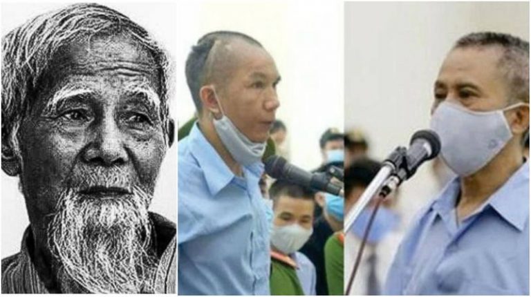 Ông Lê Đình Kình (trái) bị công an đột nhập tư gia bắn chết rạng sáng 9/1/2020 và 2 người con Lê Đình Chức (giữa) và Lê Đình Công bị kêu án tử hình qua phiên tòa "bỏ túi" trơ trẽn 14/9/2020.