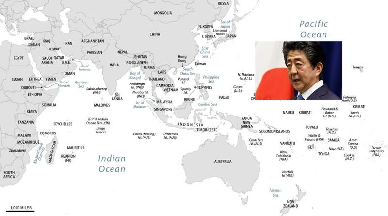 Thủ Tướng Nhật Shinzo Abe và chiến lược Ấn Độ - Thái Bình Dương. Ảnh: Việt Tân Edited
