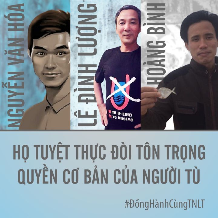 Các tù nhân lương tâm Nguyễn Văn Hóa, Lê Đình Lượng và Hoàng Đức Bình.
