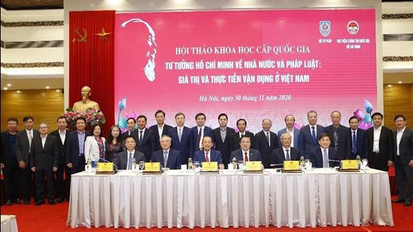 Buổi hội thảo khoa học cấp quốc gia về cái gọi là “tư tưởng Hồ Chí Minh" do Bộ Tư Pháp CSVN tổ chức ngày 30/11/2020. Ảnh: Báo Mới