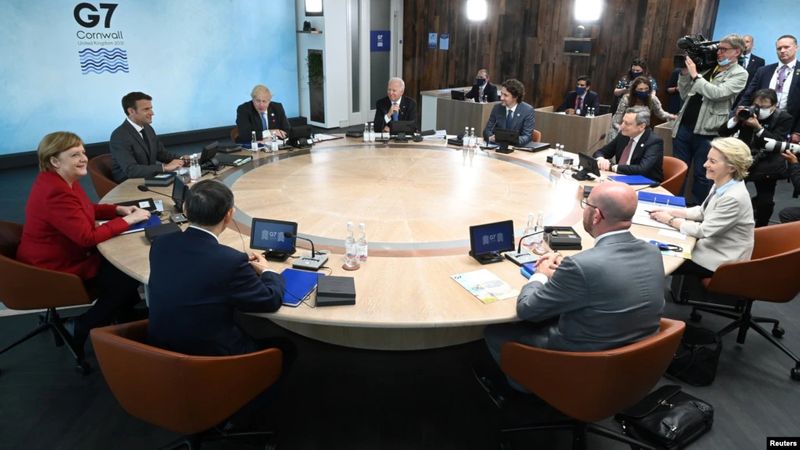 Các lãnh đạo khối G-7 ra tuyên bố chung cứng rắn với Trung Quốc. Ảnh: Reuters