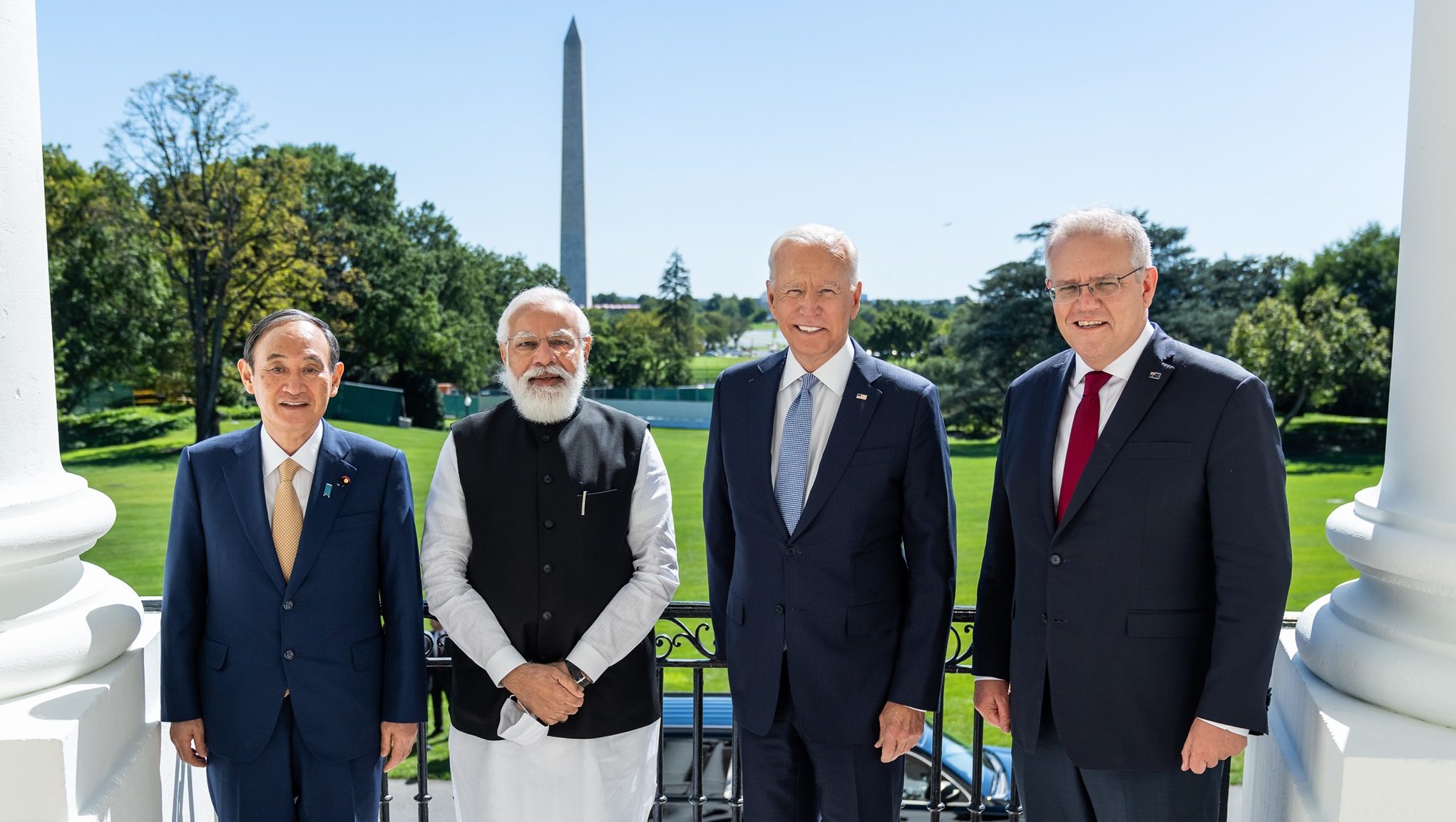 Các lãnh đạo của Bộ Tứ nhân hội nghị thượng đỉnh tại Washington DC hôm 24/9/2021. Từ trái: Thủ Tướng Nhật Sugar, Thủ Tướng Ấn Độ Modi, Tổng Thống Mỹ Biden và Thủ Tướng Úc Morrison. Ảnh: FB President Joe Biden