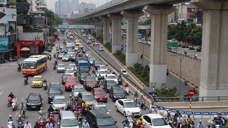 Nút giao thông Nguyễn Trãi - Khuất Duy Tiến, khu vực được lên danh sách để lập trạm thu phí vào nội đô. Ảnh: Tiền Phong Online