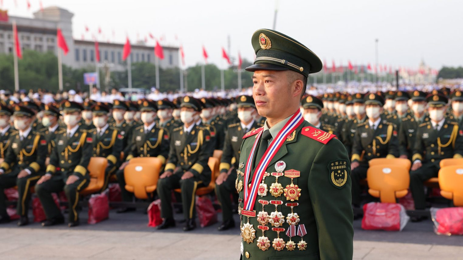 Quân đội Trung Quốc trong lễ kỷ niệm 100 năm thành lập đảng Cộng Sản Trung Quốc hôm 1/7/2021 tại Bắc Kinh, Trung Quốc.Ảnh: Lintao Zhang/ Getty Images