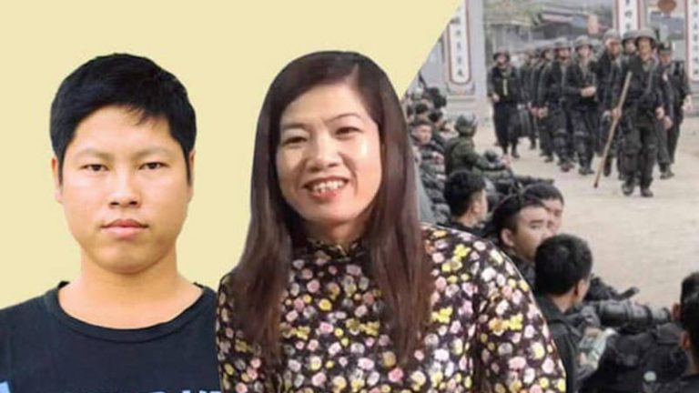 Facebooker Trịnh Bá Phương (trái) bị tuyên án 10 năm tù và và FBker Nguyễn Thị Tâm 6 năm tù với cáo buộc “tuyên truyền chống Nhà Nước” theo Điều 117 BLHS. Ảnh: VNTB