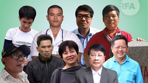 Hình ảnh một số nhà hoạt động bị chính quyền Việt Nam bắt giữ trong năm 2021. Ảnh: RFA