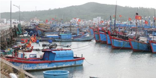 Tàu cá nằm bờ ở cảng Sa Huỳnh do giá xăng dầu tăng phi mã. Ảnh: Báo Thanh Niên