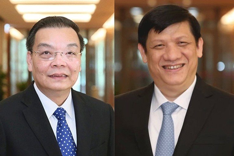 Một hội nghị trung ương đảng CSVN bất thường chiều ngày 6/6/2022 đã khai trừ ra khỏi đảng ông Chu Ngọc Anh, Chủ Tch Hà Nội (trái) và ông Nguyễn Thanh Long, Bộ Trưởng Y Tế (phải). Ảnh: RFA edited