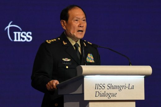 Bộ Trưởng Quốc Phòng Trung Quốc Ngụy Phượng Hòa tại Đối Thoại Sangri-La. Ảnh: AFP