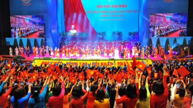 Đại hội đại biểu phụ nữ toàn quốc lần thứ XIII tổ chức hoành tráng tại thủ đô Hà Nội năm 2022. Ảnh: Báo Chính Phủ