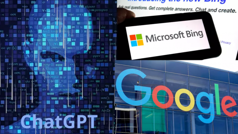 Hình ảnh minh họa ChatGPT và cuộc đọ sức giữa Google và Microsoft. Ảnh: Canva