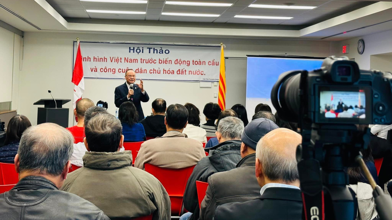 Quang cảnh buổi hội thảo về tình hình Việt Nam trước biến động toàn cầu do Đảng bộ Việt Tân Toronto - Ottawa, Canada tổ chức tại Mississauga (GTA) hôm 26/2/2023. Ảnh: Đảng bộ Việt Tân Toronto - Ottawa