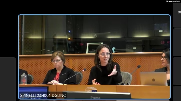 Nghị viên EU Nghị viên EU Marianne Vind (trái) và Saskia Bricmont phát biểu tại hội thảo ngày 28/2/2023. Ảnh: Screenshot Cisco Webex 