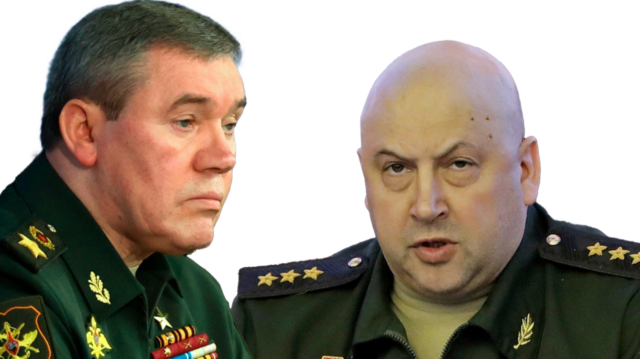 Tướng Surovikin (phải) và Tổng tham mưu trưởng quân đội Nga Valery Gerassimov. Ảnh: Defense Express