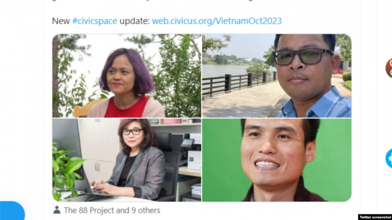 Tổ chức CIVICUS Monitor ra báo cáo về tình hình nhân quyền Việt Nam, ngày 5/10/2023. Ảnh: Twitter CIVICUS Monitor