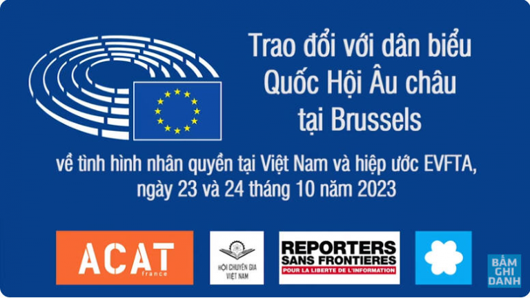 Tiếp xúc các dân biểu Quốc hội Âu Châu về tình trạng nhân quyền Việt Nam và việc thực thi các điều khoàn của Hiệp định Thương mại Tự do Việt-EU (EVFTA)