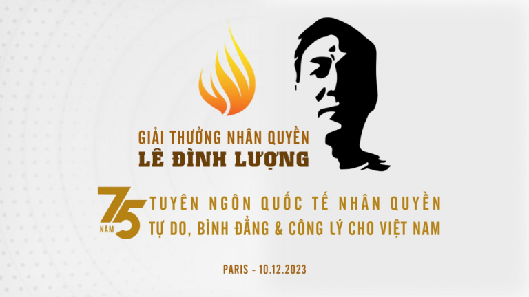 Thông báo: Giải thưởng Nhân Quyền Lê Đình Lượng 2023 sẽ được tổ chức tại Paris, Pháp