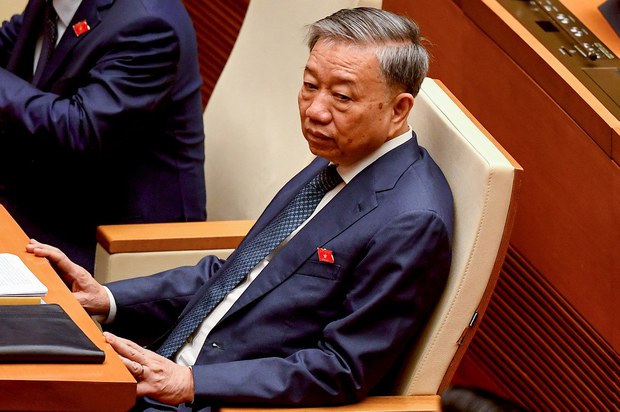 Bộ trưởng Công an Việt Nam Tô Lâm, được đề cử làm tân chủ tịch nước, tại phiên họp Quốc hội tại Hà Nội vào ngày 20 tháng 5 năm 2024. Ảnh: AFP