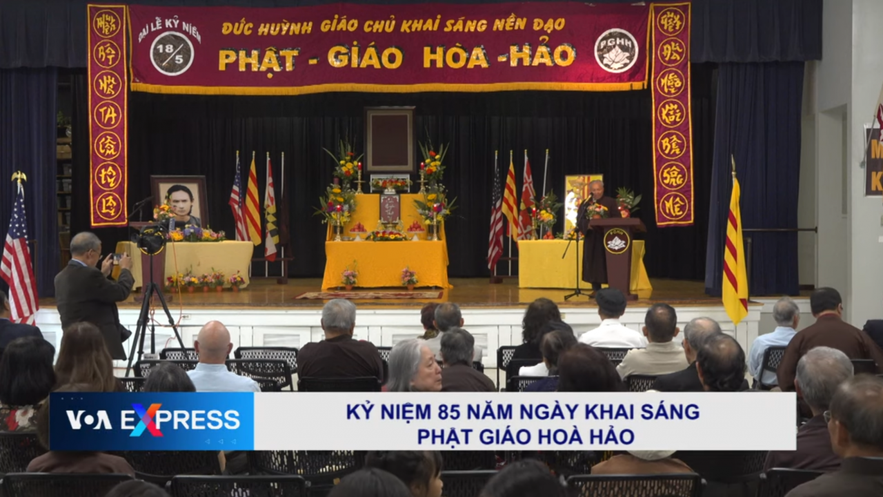 Cộng đồng Phật giáo Hòa Hảo ở khu vực thủ đô nước Mỹ tổ chức kỷ niệm 85 năm ngày nền đạo Phật giáo Hoà Hảo được đức Huỳnh giáo chủ khai sáng, hôm 23/6/2024. Ảnh chụp màn hình VOA