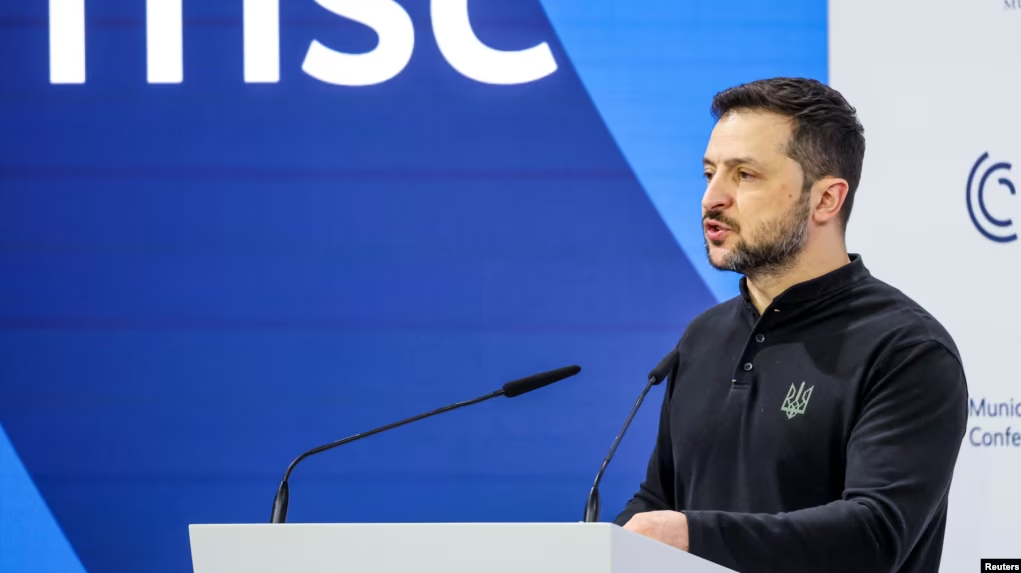 Tổng thống Ukraine Zelensky phát biểu tại Hội nghị An ninh Munich (MSC) ở Munich, Đức, ngày 15/2/2025. Ảnh: Reuters