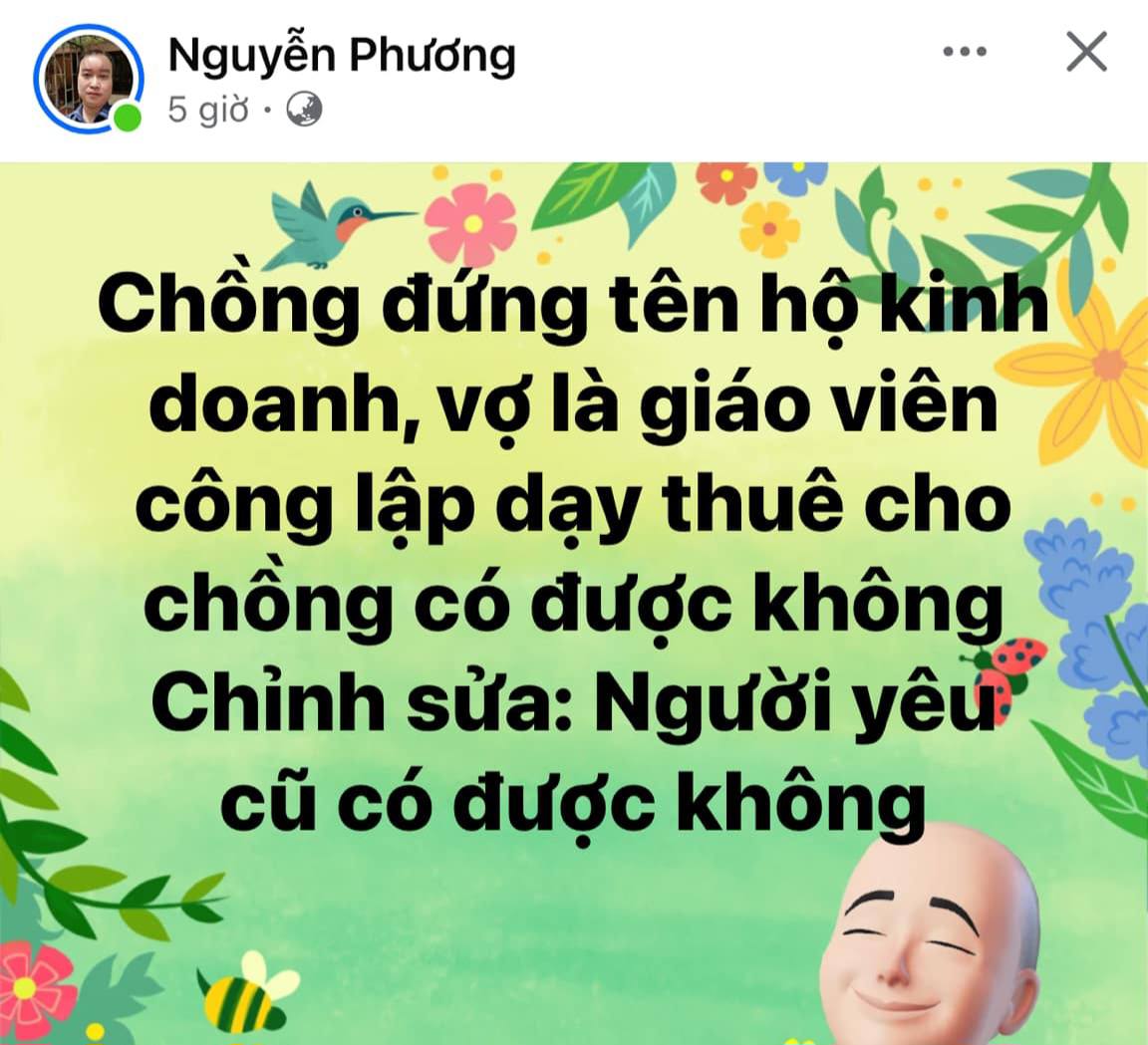 “câu hỏi tu từ” của một phụ huynh. Ảnh chụp FB Nguyễn Phương