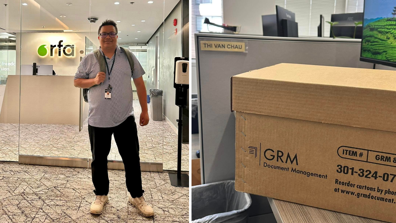 Ngày cuối cùng tại RFA. Ảnh ghép FB Châu Văn Thi