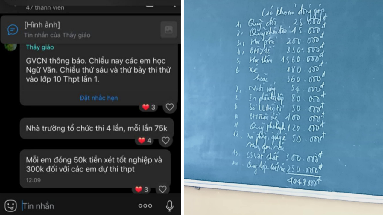 Các bằng chứng - do phụ huynh cung cấp, cho thấy THCS Minh Nghĩa, Thanh Hóa lạm thu những khoản thu sai quy định hoặc thu sai nguyên tắc. Ảnh: FB Thái Hạo