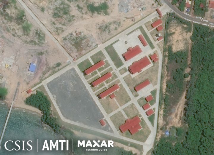 Tổng hành dinh căn cứ và khu vực xung quanh là một trong những công trình xạy dựng mới nhất của căn cứ và vẫn đang được tiến hành vào cuối tháng 3 năm 2025. Ảnh: AMTI