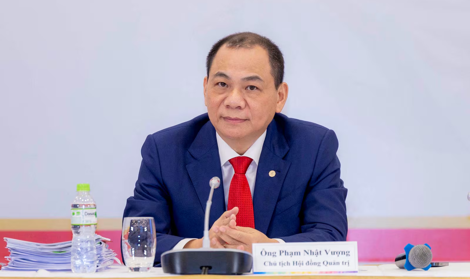 Ông Phạm Nhật Vượng tại một cuộc họp của tập đoàn VinGroup. Ảnh: Staff/ Reuters/ Phuong Nguyen
