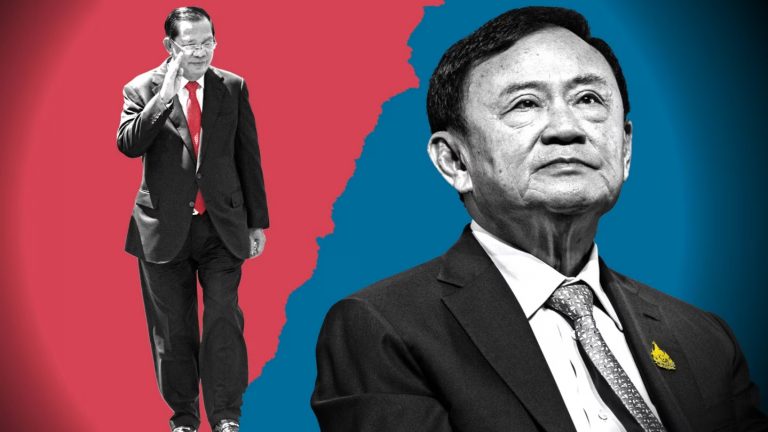 Hunsen (trái) và Thaksin. Ảnh: Financial Times