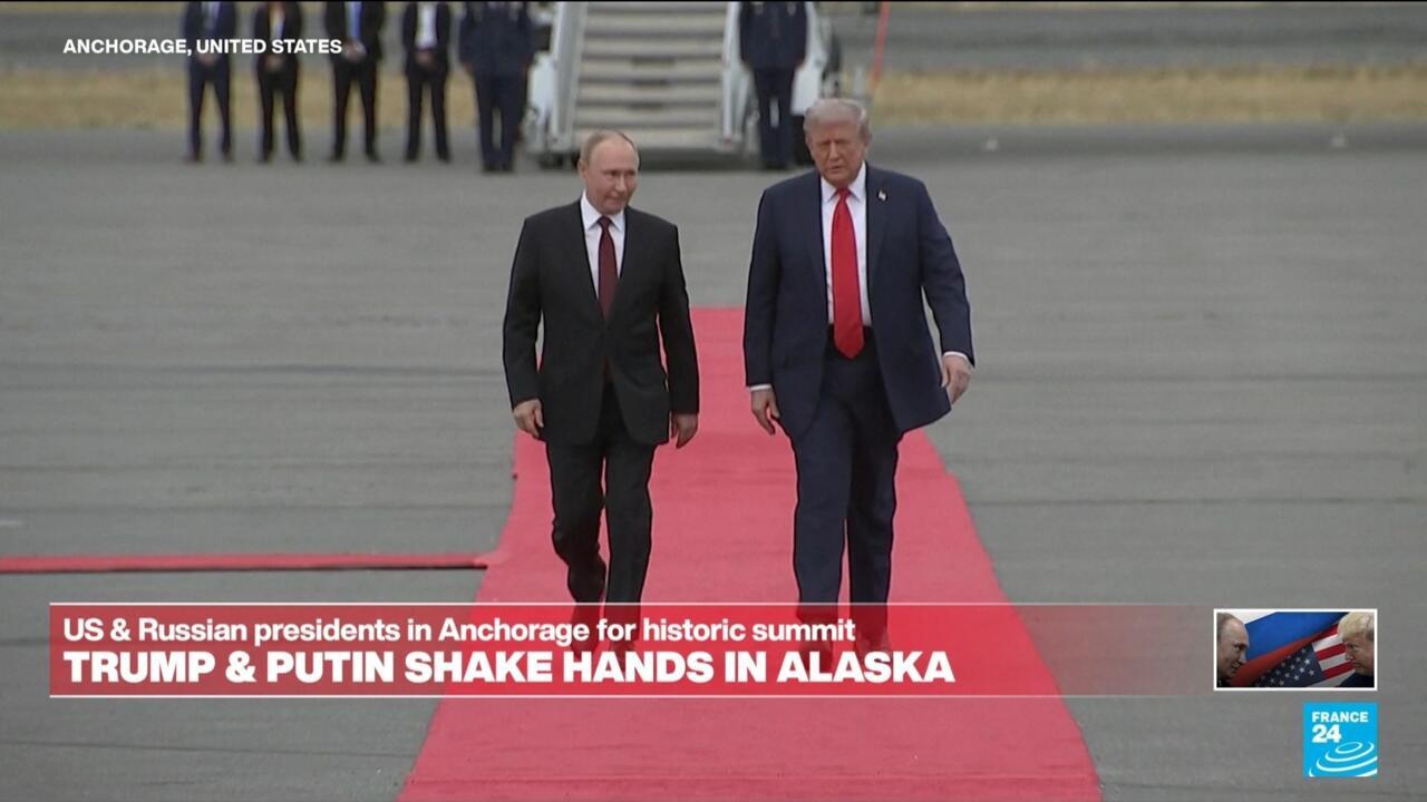 Thượng đỉnh Alaska 2025 giữa Trump và Putin về cuộc chiến Ukraine tại Anchorage, Alaska, Mỹ hôm 15/8/2025. Ảnh: France 24