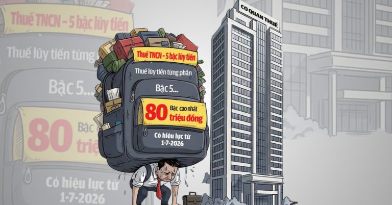 Biếm họa mức thuế thu nhập. Ảnh: Báo Tuổi Trè